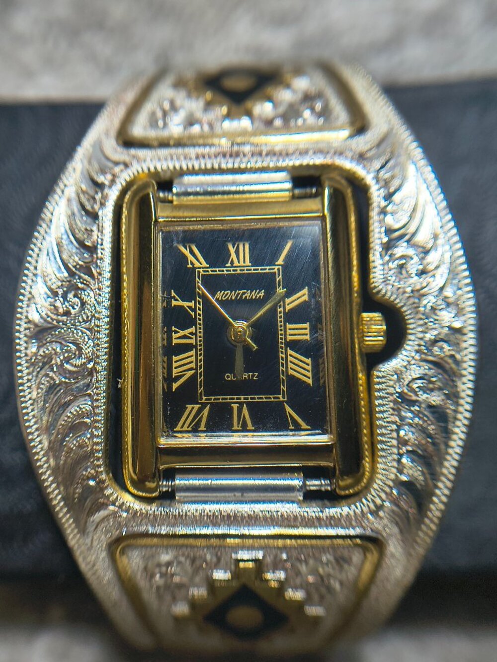 Montana Silversmiths Cuff Watch Southwest Aztec Western Silver New Bat Great 2